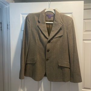 Ralph Lauren Collection size 10, 3 button herringbone wool/cashmere blazer